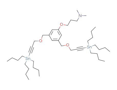Molecular Structure of 221648-00-6 ({3-[3,5-bis-(3-tributylstannanyl-prop-2-ynyloxymethyl)-phenoxy]-propyl}-dimethyl-amine)