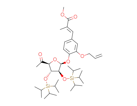 methyl (2E)-3-[3-(allyloxy)-4-{[6-deoxy-2,3-bis-O-(triisopropylsilyl)-β-D-arabinohexofuranosyl-5-ulose]oxy}phenyl]-2-methylacrylate