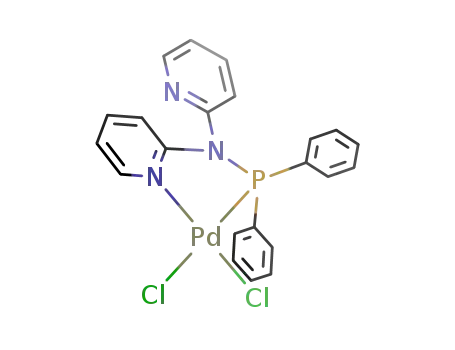 Molecular Structure of 473256-55-2 ((C<sub>5</sub>H<sub>4</sub>N)2NP(C<sub>6</sub>H<sub>5</sub>)2PdCl<sub>2</sub>)