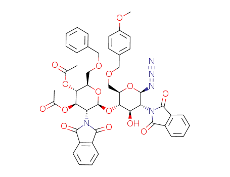 acetic acid 3-acetoxy-6-[6-azido-5-(1,3-dioxo-1,3-dihydro-isoindol-2-yl)-4-hydroxy-2-(4-methoxy-benzyloxymethyl)-tetrahydro-pyran-3-yloxy]-2-benzyloxymethyl-5-(1,3-dioxo-1,3-dihydro-isoindol-2-yl)-tetrahydro-pyran-4-yl ester