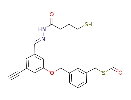 (E)-S-3-((3-ethynyl-5-((2-(4-mercaptobutanoyl)hydrazono)methyl)phenoxy)methyl)benzylethanethioate