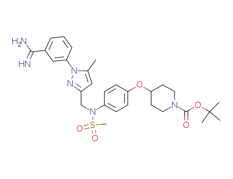 4-(4-{[1-(3-carbamimidoyl-phenyl)-5-methyl-1<i>H</i>-pyrazol-3-ylmethyl]-methanesulfonyl-amino}-phenoxy)-piperidine-1-carboxylic acid <i>tert</i>-butyl ester