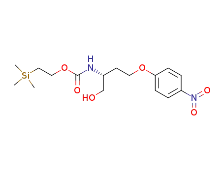 Molecular Structure of 872864-63-6 (Carbamic acid, [(1R)-1-(hydroxymethyl)-3-(4-nitrophenoxy)propyl]-,
2-(trimethylsilyl)ethyl ester)