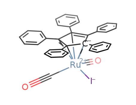 Molecular Structure of 770729-72-1 ((η5-pentaphenylcyclopentadienylato)Ru(CO)2I)