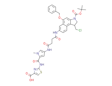 5-benzyloxy-7-{3-[5-(4-carboxy-thiazol-2-ylcarbamoyl)-1-methyl-1<i>H</i>-pyrrol-3-ylcarbamoyl]-propionylamino}-1-chloromethyl-1,2-dihydro-benzo[<i>e</i>]indole-3-carboxylic acid <i>tert</i>-butyl ester
