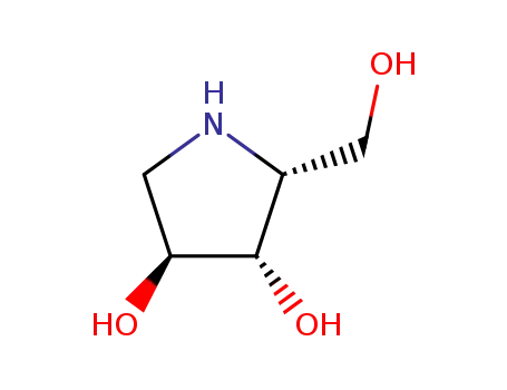 Molecular Structure of 97058-12-3 (3,4-Pyrrolidinediol, 2-(hydroxymethyl)-, (2R,3S,4S)-)