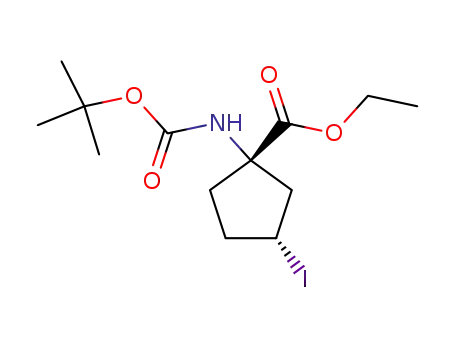 Cyclopentanecarboxylic acid,
1-[[(1,1-dimethylethoxy)carbonyl]amino]-3-iodo-, ethyl ester, (1S,3R)-