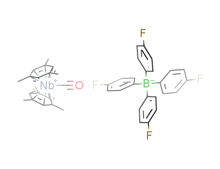 Nb[C<sub>6</sub>H<sub>3</sub>(CH<sub>3</sub>)3]2(CO)<sup>(1+)</sup>*B(C<sub>6</sub>H<sub>4</sub>F)4<sup>(1-)</sup>=[Nb(CO)(C<sub>6</sub>H<sub>3</sub>(CH<sub>3</sub>)3)2][B(C<sub>6</sub>H<sub>4</sub>F)4]