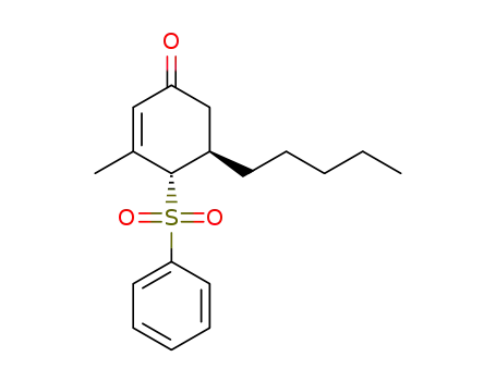Molecular Structure of 1266679-32-6 ((4S,5R)-3-methyl-5-pentyl-4-(phenylsulfonyl)cyclohex-2-enone)