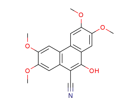 Molecular Structure of 62409-68-1 (9-Phenanthrenecarbonitrile, 10-hydroxy-2,3,6,7-tetramethoxy-)