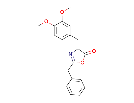 Molecular Structure of 622787-41-1 (5(4H)-Oxazolone,
4-[(3,4-dimethoxyphenyl)methylene]-2-(phenylmethyl)-, (4Z)-)