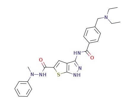 4-diethylaminomethyl-N-[5-(N'-methyl-N'-phenylhydrazinocarbonyl)-1H-thieno[2,3-c]pyrazol-3-yl]benzamide trifluoroacetate
