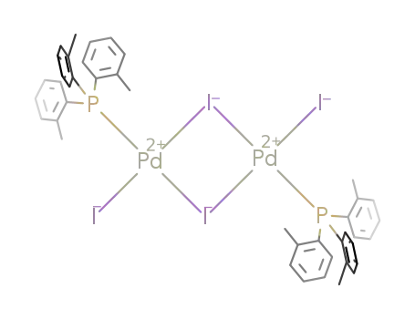 Molecular Structure of 176725-01-2 ([Pd(P(C<sub>6</sub>H<sub>4</sub>CH<sub>3</sub>)3)I<sub>2</sub>]2)
