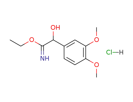 Molecular Structure of 109162-10-9 (3,4-dimethoxymandelimidic acid ethyl ester hydrochloride)