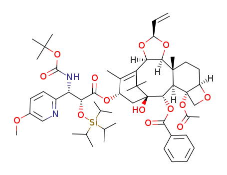 (1S,2S,3R,4S,5R,8R,9S,10R,13S)-4-acetoxy-2-benzoyloxy-5,20-epoxy-1-hydroxy-9,10-[(1S)-2-propenylidenedioxy]tax-11-en-13-yl (2R,3S)-3-(tert-butoxycarbonylamino)-3-(5-methoxy-2-pyridyl)-2-triisopropylsilyloxypropionate