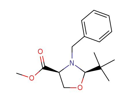 Molecular Structure of 145451-89-4 ((2R,4S)-N-BENZYL-2-T-BUTYLOXAZOLIDINE-4-CARBOXYLIC ACID, METHYL ESTER)