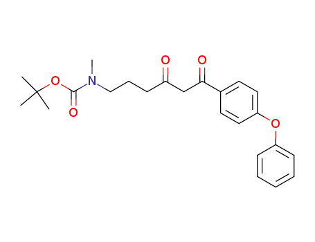 Molecular Structure of 799279-16-6 (Carbamic acid, [4,6-dioxo-6-(4-phenoxyphenyl)hexyl]methyl-,
1,1-dimethylethyl ester)