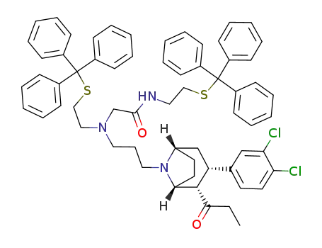 N-[2-(3'-N'-propyl-(1''R)-3''β-(3,4-dichlorophenyl)tropane-2''β-(1-propanoyl))((2-((triphenylmethyl)thio)ethyl)amino)acetyl]-S-(triphenyl)-2-aminoethanethiol