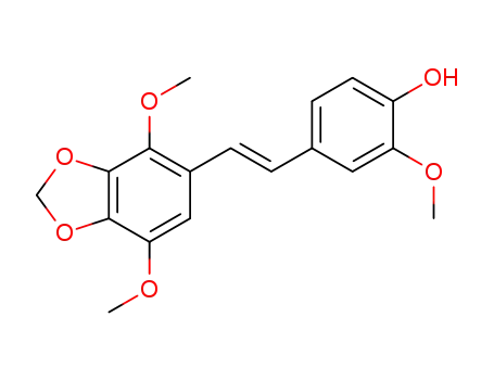 Molecular Structure of 1257321-18-8 (4'-hydroxy-3,4-methylenedioxy-2,3',5-trimethoxy-(E)-stilbene)