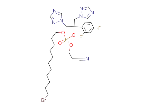 Molecular Structure of 804566-95-8 (11-bromoundecanyl-2-cyanoethyl fluconazole phosphate)