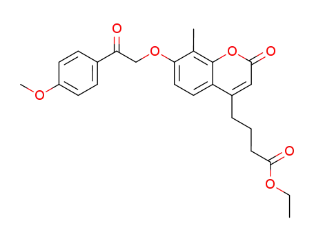 Molecular Structure of 648442-43-7 (2H-1-Benzopyran-4-butanoic acid,
7-[2-(4-methoxyphenyl)-2-oxoethoxy]-8-methyl-2-oxo-, ethyl ester)