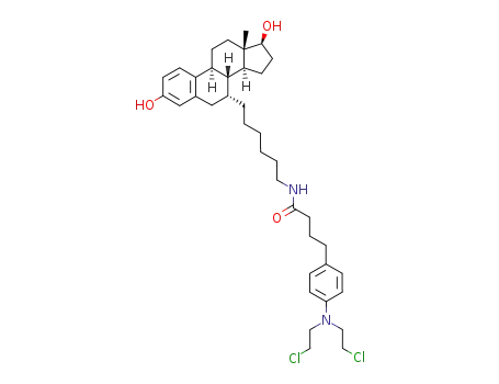 4-{4-[Bis-(2-chloro-ethyl)-amino]-phenyl}-N-[6-((7R,8R,9S,13S,14S,17S)-3,17-dihydroxy-13-methyl-7,8,9,11,12,13,14,15,16,17-decahydro-6H-cyclopenta[a]phenanthren-7-yl)-hexyl]-butyramide