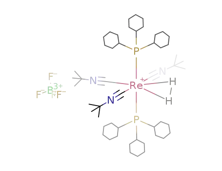Re(CNC(CH<sub>3</sub>)3)3(P(C<sub>6</sub>H<sub>11</sub>)3)2H<sub>2</sub><sup>(1+)</sup>*BF<sub>4</sub><sup>(1-)</sup>=[Re(CNC(CH<sub>3</sub>)3)3(P(C<sub>6</sub>H<sub>11</sub>)3)2H<sub>2</sub>]BF<sub>4</sub>