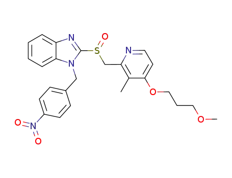 Molecular Structure of 1052003-37-8 (1-(4-nitrobenzyl)-2-{[4-(3-methoxypropoxy)-3-methylpyridin-2-yl]methylsulfinyl}-1H-benzimidazole)