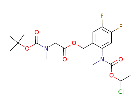 Molecular Structure of 338990-34-4 ([N-methyl-N-2-[(tert-butoxycarbonylmethylamino)acetoxymethyl]-4,5-difluoro-phenyl]carbamic acid 1-chloroethyl ester)