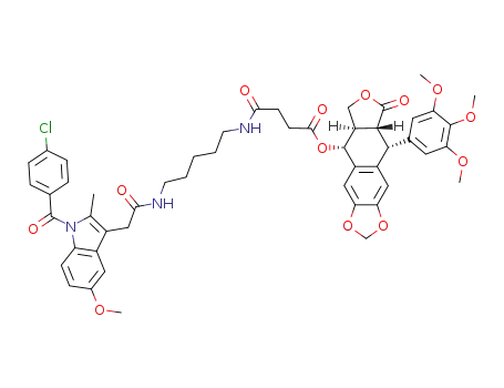 N-{(succinylpodophyllotoxinyl)pent-5-yl}-2-{1-(4-chlorobenzoyl)-5-methoxy-2-methyl-1H-indol-3-yl}acetamide