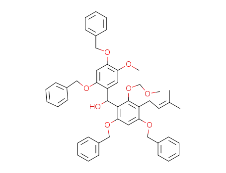 Molecular Structure of 622390-71-0 ([4,6-bis-benzyloxy-2-methoxymethoxy-3-(3-methyl-but-2-enyl)-phenyl]-(2,4-bis-benzyloxy-5-methoxy-phenyl)-methanol)
