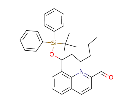 Molecular Structure of 476430-08-7 (8-[1-(<i>tert</i>-butyl-diphenyl-silanyloxy)-hexyl]-quinoline-2-carbaldehyde)