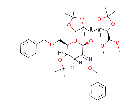 Molecular Structure of 1044747-30-9 (4-O-[6-O-benzyl-2-benzyloxyimino-2-deoxy-3,4-O-isopropylidene-β-D-lyxo-hexopyranosyl]-2,3:5,6-di-O-isopropylidene-aldehydo-D-glucose dimethyl acetal)