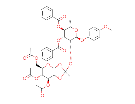 p-methoxyphenyl 3',4',6'-tri-O-acetyl-α-D-glucopyranose-1',2'-(3,4-di-O-benzoyl-α-L-rhamnopyranoside-2-yl)orthoacetate