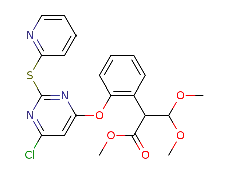Molecular Structure of 1394124-30-1 (methyl 2-(2-(6-chloro-2-(pyridin-2-ylthio)pyrimidin-4-yloxy)phenyl)-3,3-dimethoxypropanoate)