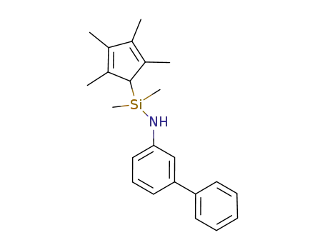 Molecular Structure of 1292186-51-6 (N-(biphenyl-3-yl)-1,1-dimethyl-1-(2,3,4,5-tetramethylcyclopenta-2,4-dienyl)silylamine)