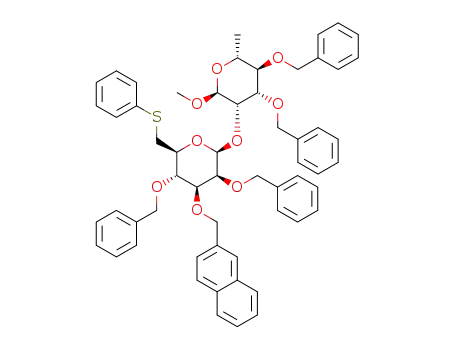 2,4-di-O-benzyl-6-deoxy-3-(2-naphthylmethyl)-6-thiophenyl-β-D-mannopyranosyl-(1->2)-(methyl 3,4-di-O-benzyl-6-deoxy-α-D-mannopyranoside)