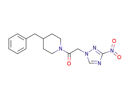 Molecular Structure of 1379795-13-7 (1-(4-benzylpiperidin-1-yl)-2-(3-nitro-1H-1,2,4-triazol-1-yl)ethan-1-one)