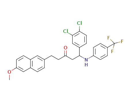 Molecular Structure of 1206182-19-5 (1-(3,4-dichlorophenyl)-5-(6-methoxynaphthalen-2-yl)-1-(4-(trifluoromethyl)phenylamino)pentan-3-one)