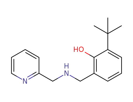 Molecular Structure of 189139-14-8 (Phenol, 2-(1,1-dimethylethyl)-6-[[(2-pyridinylmethyl)amino]methyl]-)