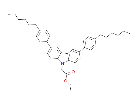 Molecular Structure of 1253184-56-3 (ethyl 2-(3,6-bis(4-hexylphenyl)-9H-carbazol-9-yl)acetate)