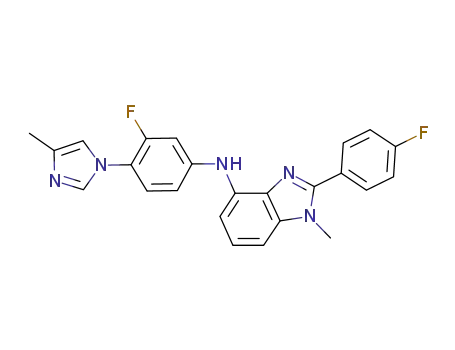 Molecular Structure of 1240608-27-8 ([3-fluoro-4-(4-methylimidazol-1-yl)phenyl]-[2-(4-fluorophenyl)-1-methyl-1H-benzoimidazol-4-yl]amine)