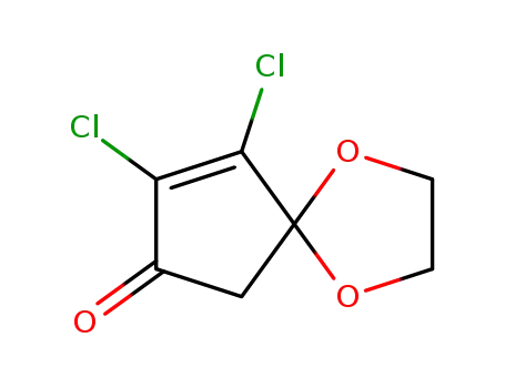 Molecular Structure of 200620-06-0 (1,4-Dioxaspiro[4.4]non-8-en-7-one, 8,9-dichloro-)