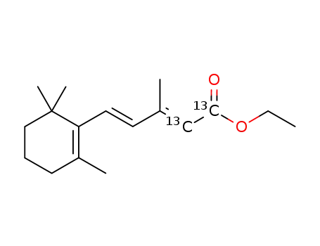 Molecular Structure of 347367-53-7 ([10,11-13C<sub>2</sub>]-(2E,4E)-ethyl 3-methyl-5-(2,6,6-trimethylcyclohex-1-enyl)penta-2,4-dienoate)