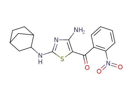 Molecular Structure of 2237942-08-2 ((4-amino-2-(exo-bicyclo[2.2.1]heptan-2-ylamino)thiazol-5-yl)(2-nitrophenyl)methanone)