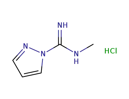 Molecular Structure of 59194-35-3 (N''1-METHYL-1H-PYRAZOLE-1-CARBOXAMIDINE HYDROCHLORIDE)