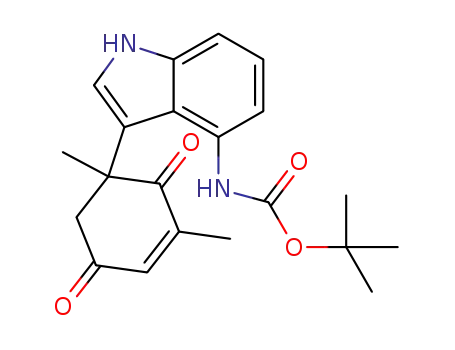 Molecular Structure of 1262864-92-5 (6-((4-tert-butoxycarbonylamino)-1H-indol-3-yl)-2,6-dimethylcyclohex-2-ene-1,4-dione)