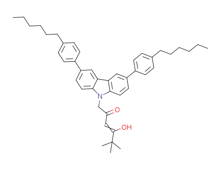 Molecular Structure of 1258207-82-7 (1-(3,6-bis(4-hexylphenyl)-9H-carbazol-9-yl)-4-hydroxy-5,5-dimethylhex-3-en-2-one)
