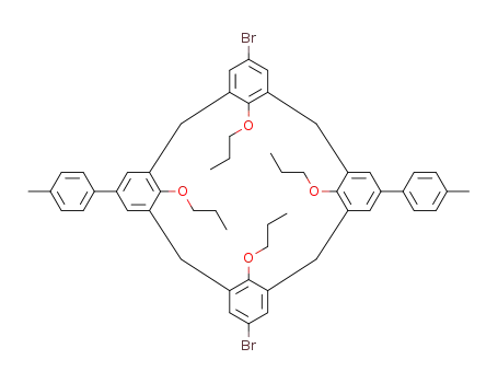 Molecular Structure of 1258560-01-8 (5,17-dibromo-11,23-bis(p-tolyl)-25,26,27,28-tetrapropoxycalix[4]arene)