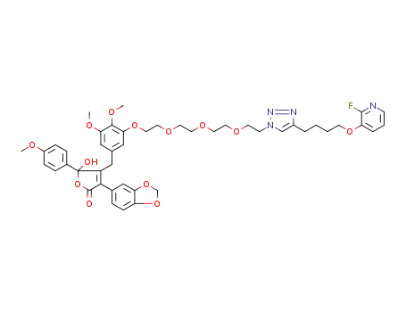 3-benzo[1,3]-dioxol-5-yl-4-[3-(2-{2-[2-(2-{4-[4-(2-fluoropyridin-3-yloxy)butyl]-1,2,3-triazol-1-yl}ethoxy)ethoxy]ethoxy}ethoxy)-4,5-dimethoxybenzyl]-5-hydroxy-5-(4-methoxyphenyl)-5H-furan-2-one